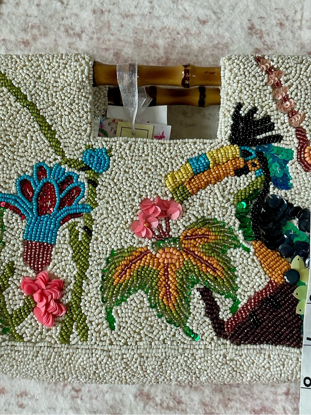 VIRAL Handmade Beaded Bag with Tropical Motif